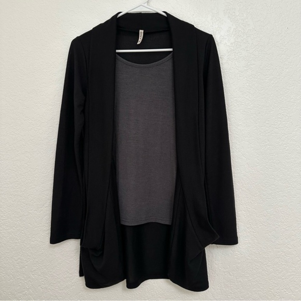 Women's Black and Gray Layered Sweater